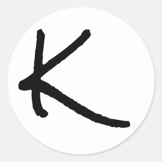 手紙Kホワイトロックソルトアルファベットジャンツ ラウンドシール (正面)