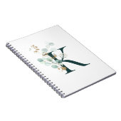 手紙Kユーカリと金ゴールド モノグラムの ノートブック (右側)