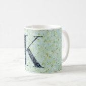 手紙Kライトグリーンとブルーリバティ コーヒーマグカップ (正面右)