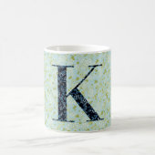 手紙Kライトグリーンとブルーリバティ コーヒーマグカップ (中央)