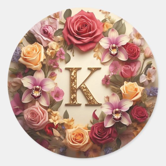 手紙K封筒ステッカー ラウンドシール (正面)