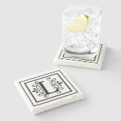 手紙Lモノグラムの石のコースター ストーンコースター (横)