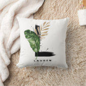 手紙Lモノグラムパーム葉トロピカル クッション (ブランケット)