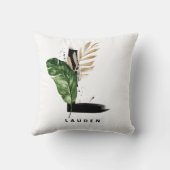 手紙Lモノグラムパーム葉トロピカル クッション (裏面)