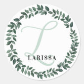 手紙Lモノグラム名前をカスタムするミニマリスト植物学 ラウンドシール (正面)