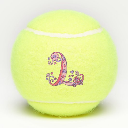 手紙Lモノグラム女の子のパーソナライズされたドードルアート テニスボール (裏面)