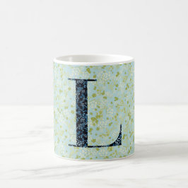 手紙Lライトグリーンと青の自由 コーヒーマグカップ