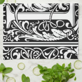 手紙L中世モノグラムアールヌーボー キッチンタオル (折り畳み)