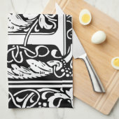 手紙L中世モノグラムアールヌーボー キッチンタオル (四つ折り)