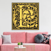 手紙L中世モノグラムアールヌーボー キャンバスプリント (インサイチュ (リビング))