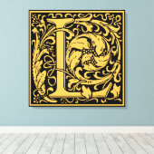 手紙L中世モノグラムアールヌーボー キャンバスプリント (インサイチュ (ウッドフロア))