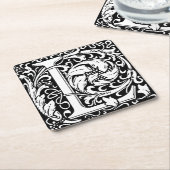 手紙L中世モノグラムアールヌーボー スクエアペーパーコースター (アングル)