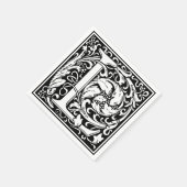 手紙L中世モノグラムアールヌーボー スタンダードカクテルナプキン (角)