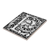 手紙L中世モノグラムアールヌーボー タイル (側面)