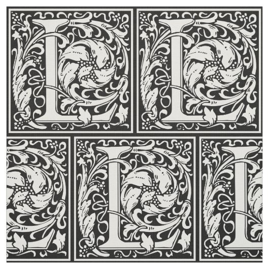 手紙L中世モノグラムアールヌーボー ファブリック (見本)