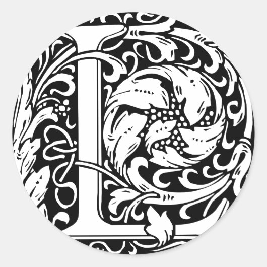 手紙L中世モノグラムアールヌーボー ラウンドシール (正面)