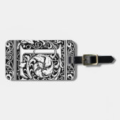 手紙L中世モノグラムアールヌーボー ラゲッジタグ (正面横)