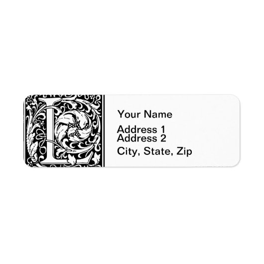 手紙L中世モノグラムアールヌーボー ラベル (正面)