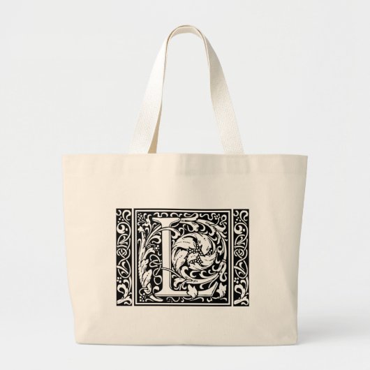 手紙L中世モノグラムアールヌーボー ラージトートバッグ (正面)