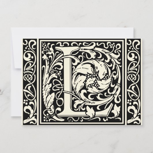 手紙L中世モノグラムアールヌーボー 招待状 (正面)