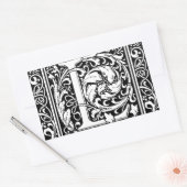 手紙L中世モノグラムアールヌーボー 長方形シール (封筒)