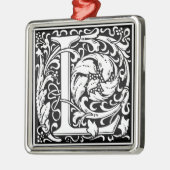 手紙L中世モノグラムヴィンテージイニシャル メタルオーナメント (左)