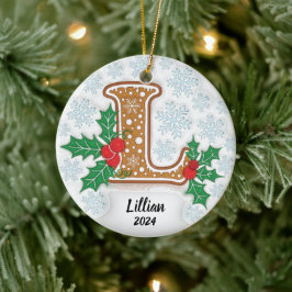 手紙L名前をカスタムするクリスマスセラミックオーナメント セラミックオーナメント