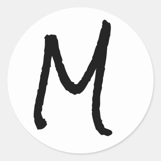 手紙Mホワイトロックソルトアルファベットジャンツ ラウンドシール (正面)