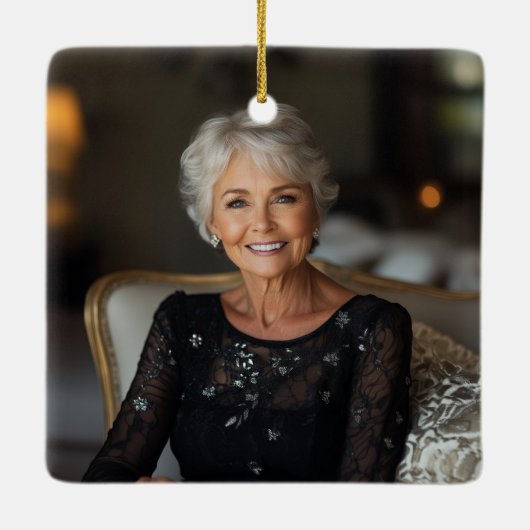 手紙Mモノグラムエレガントクリスマスオーナメント セラミックオーナメント (裏面)