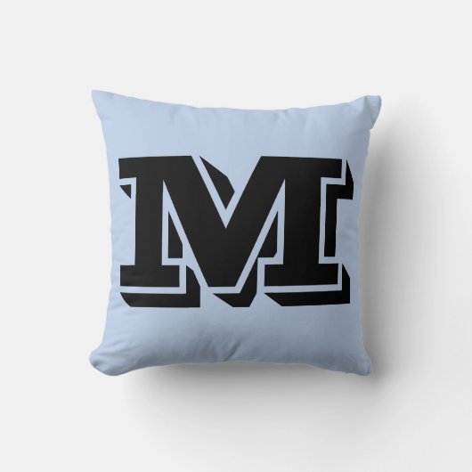 手紙Mモノグラムブルー枕 クッション (正面)