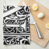 手紙M中世モノグラムアールヌーボー キッチンタオル (四つ折り)