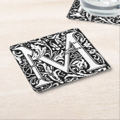 手紙M中世モノグラムアールヌーボー スクエアペーパーコースター (アングル)