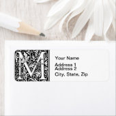 手紙M中世モノグラムアールヌーボー ラベル (インサイチュ)