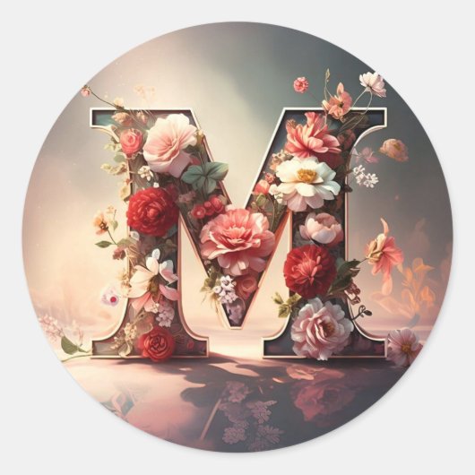 手紙M封筒ステッカー ラウンドシール (正面)