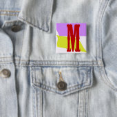 手紙M正方形ボタン 缶バッジ (インサイチュ)