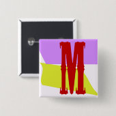 手紙M正方形ボタン 缶バッジ (正面&裏面)
