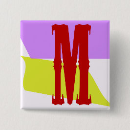 手紙M正方形ボタン 缶バッジ