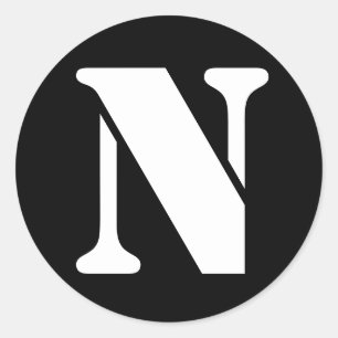 手紙Nステンシルアルファベット(ジャンツ黒字) ラウンドシール
