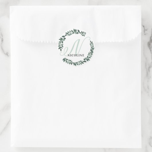 手紙Nモノグラム名前をカスタムするミニマリスト植物学 ラウンドシール (バッグ)