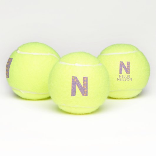 手紙Nモノグラム女の子パーソナライズされた紫 テニスボール (マルチ)