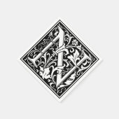 手紙N中世モノグラムアールヌーボー スタンダードカクテルナプキン (角)