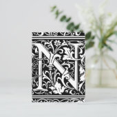 手紙N中世モノグラムアールヌーボー ポストカード (スタンド正面)