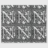 手紙N中世モノグラムアールヌーボー ラッピングペーパー (フラット)