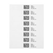 手紙N中世モノグラムアールヌーボー ラップアラウンド宛名ラベル (シート)