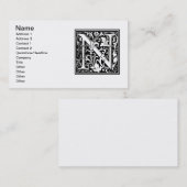 手紙N中世モノグラムアールヌーボー 名刺 (正面/裏面)