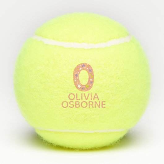 手紙Oモノグラムの女の子のパーソナライズされたサンゴ テニスボール (裏面)