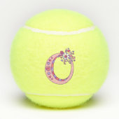 手紙oモノグラムの女の子のパーソナライズされたドードルアート テニスボール (裏面)