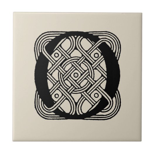 手紙Oヴィンテージケルト結び目模様モノグラム タイル (正面)