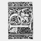 手紙P中世モノグラムアールヌーボー キッチンタオル (縦)