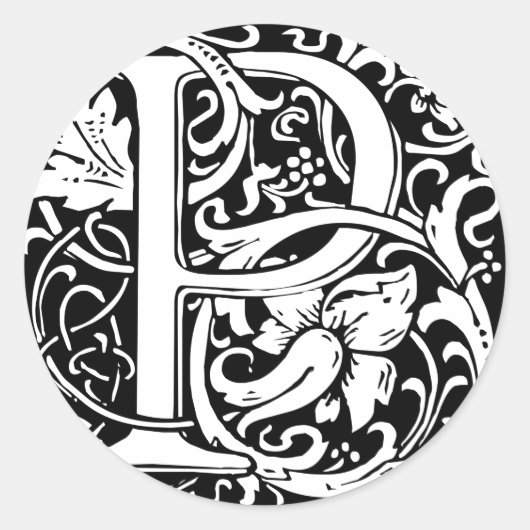 手紙P中世モノグラムアールヌーボー ラウンドシール (正面)